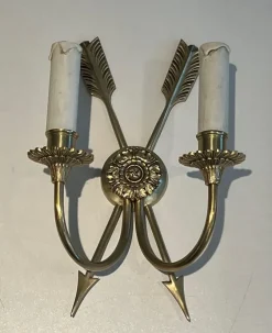 Sale Pamono Bronze Crossed Arrow Wall Lights, Set of 2