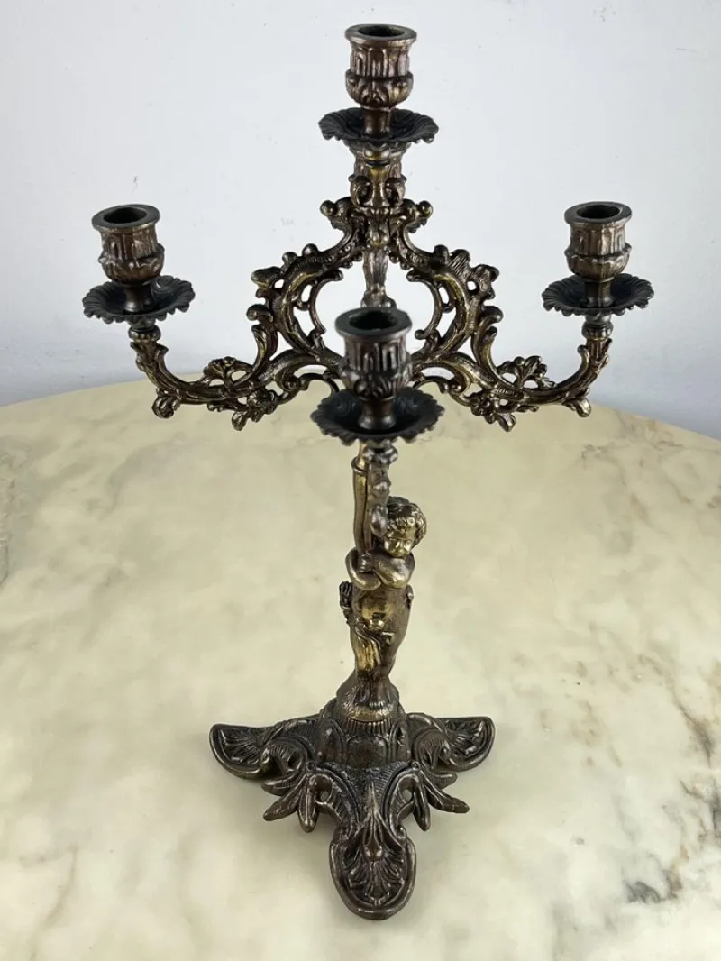 Online Pamono Bronze 5-Flame Candleholder, Italy, 1950s