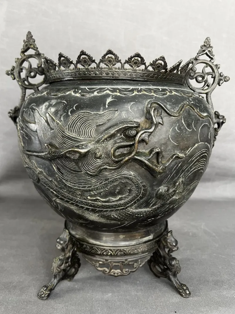 Pamono Bronze Flower Pot, Japan, 1890s> Planters And Jardiniere