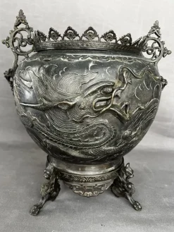 Pamono Bronze Flower Pot, Japan, 1890s><noscript><img width=