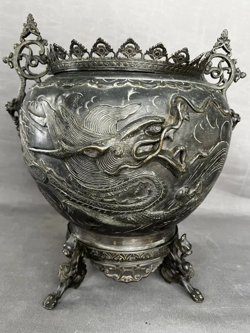 Pamono Bronze Flower Pot, Japan, 1890s> Planters And Jardiniere