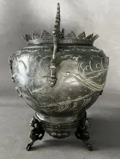 Pamono Bronze Flower Pot, Japan, 1890s><noscript><img width=