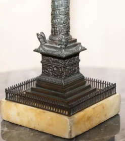 Pamono Bronze Grand Tour Statue of Place Vendome Column with Napoleon on Marble Base, 1860s><noscript><img width=