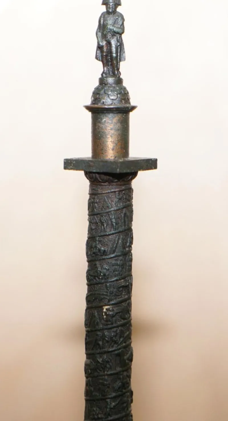 Pamono Bronze Grand Tour Statue of Place Vendome Column with Napoleon on Marble Base, 1860s> Pedestals And Columns
