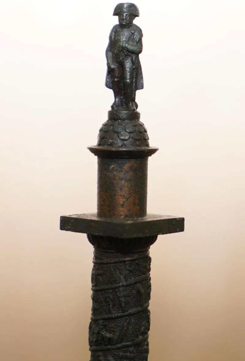 Pamono Bronze Grand Tour Statue of Place Vendome Column with Napoleon on Marble Base, 1860s> Pedestals And Columns