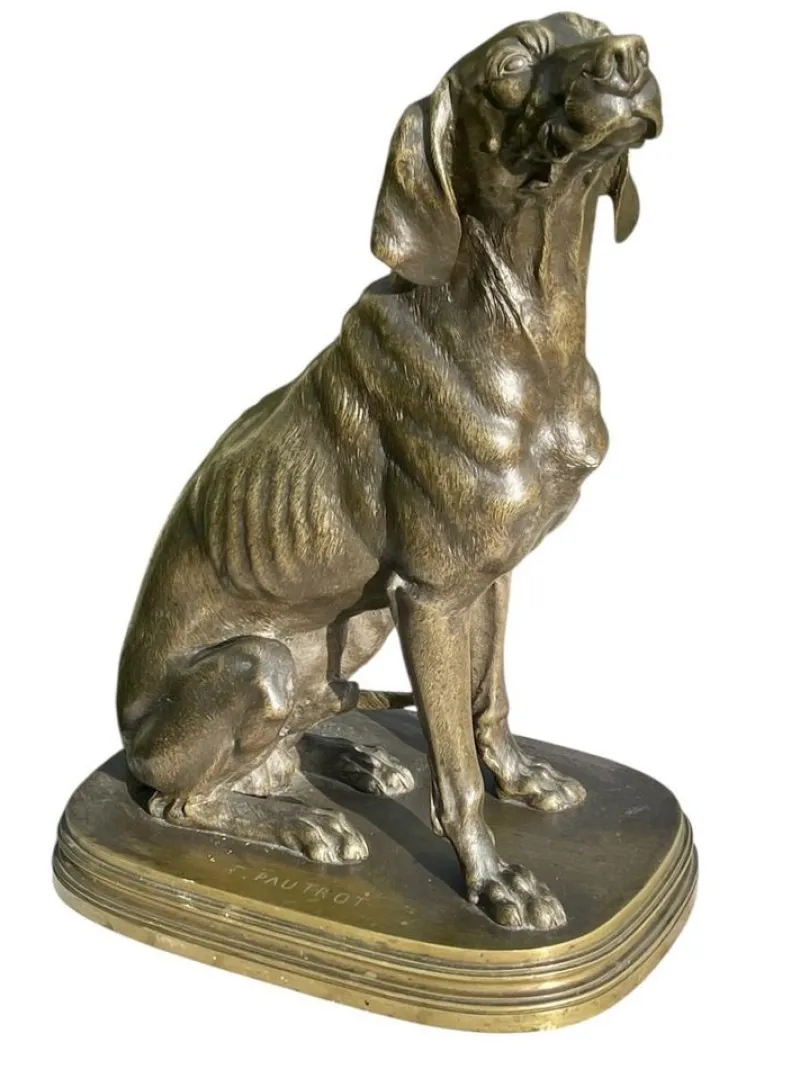 Pamono Bronze Hunting Dog by Ferdinand Pautrot> Sculpture