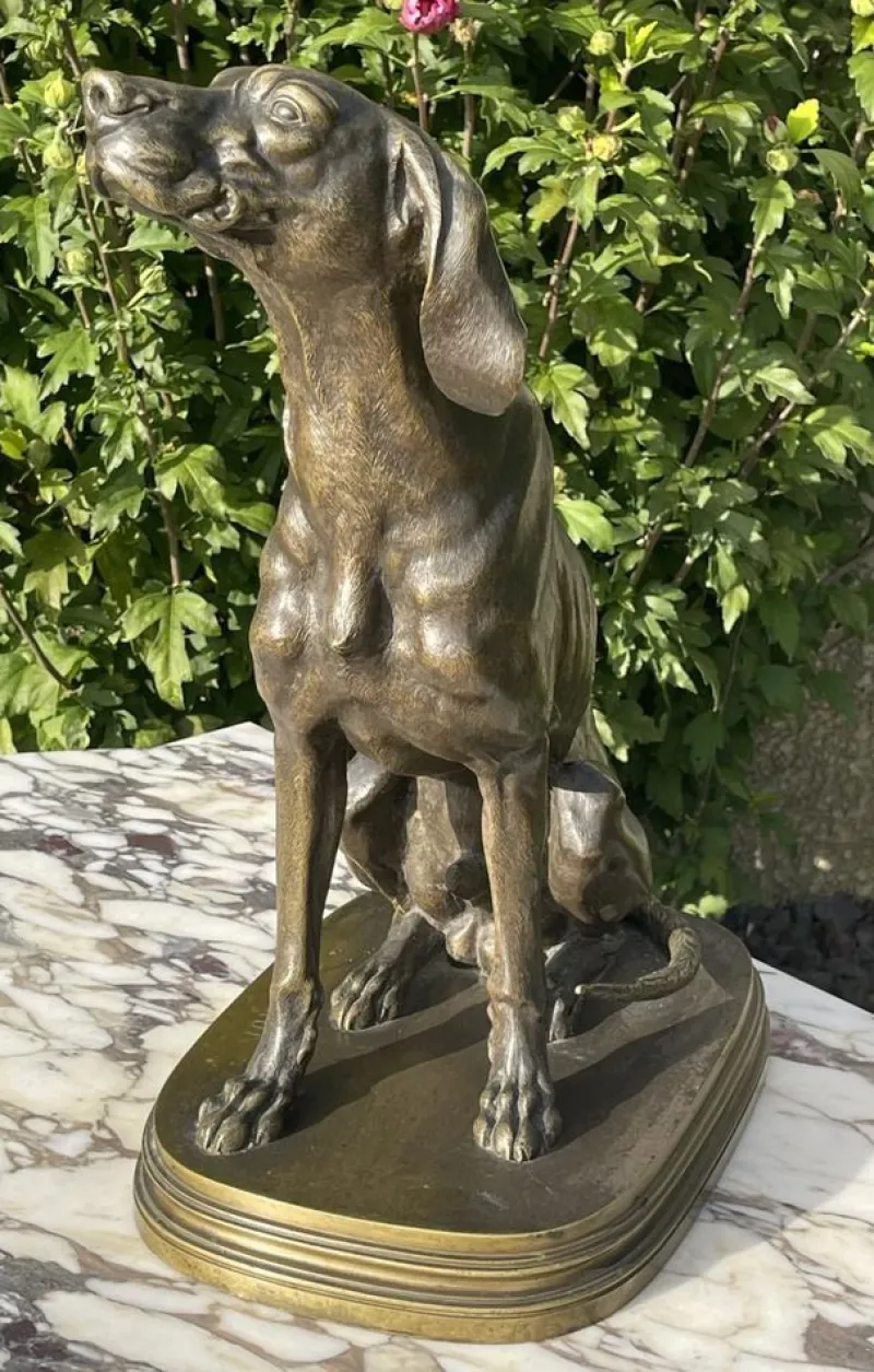 Pamono Bronze Hunting Dog by Ferdinand Pautrot> Sculpture