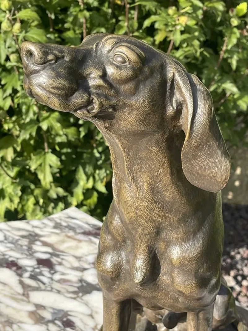Pamono Bronze Hunting Dog by Ferdinand Pautrot> Sculpture