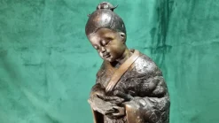 Pamono Bronze Japanese Geisha Sculpture> Mid-Century