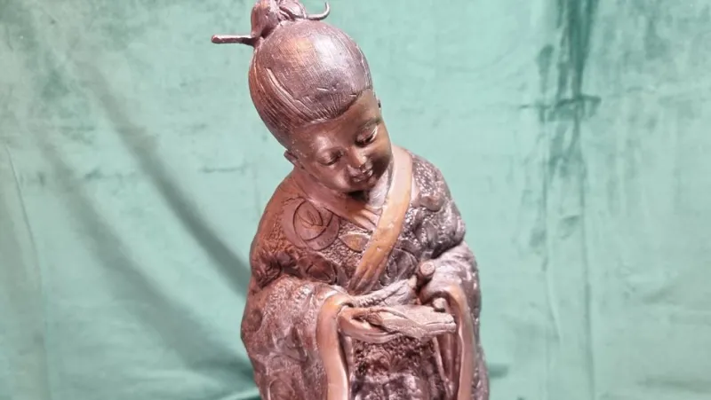 Pamono Bronze Japanese Geisha Sculpture> Mid-Century