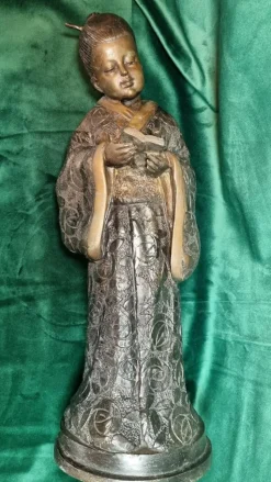 Pamono Bronze Japanese Geisha Sculpture><noscript><img width=