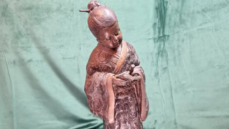 Pamono Bronze Japanese Geisha Sculpture> Mid-Century