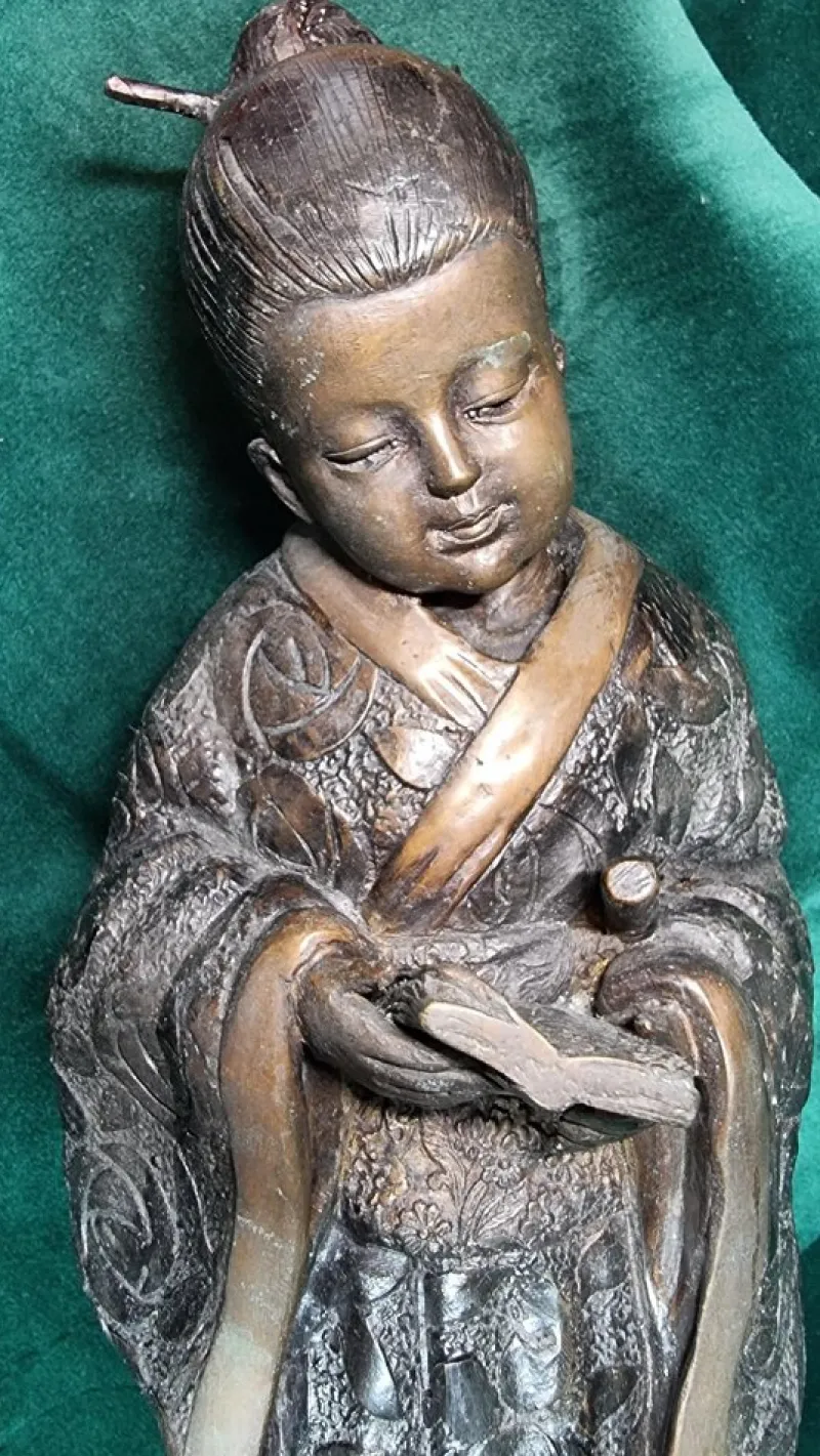 Pamono Bronze Japanese Geisha Sculpture> Mid-Century