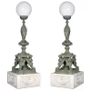 Pamono Bronze Lamps on Marble Base, 1980s, Set of 2> Garden Lighting