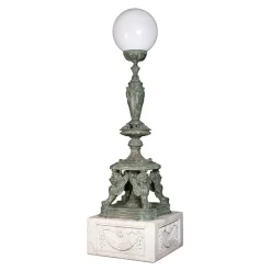 Pamono Bronze Lamps on Marble Base, 1980s, Set of 2><noscript><img width=