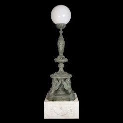 Pamono Bronze Lamps on Marble Base, 1980s, Set of 2><noscript><img width=