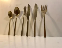 Pamono Bronze Serving Set by Sigvard Bernadotte for Scanline, 1950s, Set of 6> Cutlery & Serving Utensils