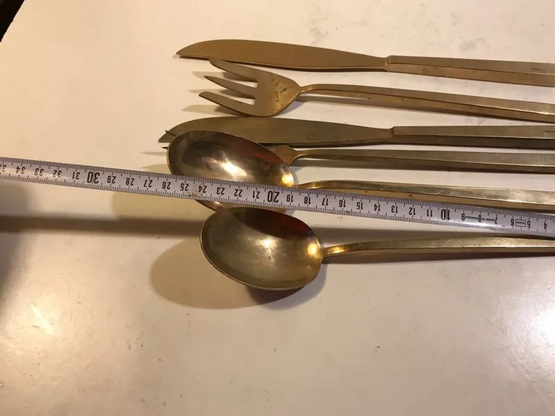 Pamono Bronze Serving Set by Sigvard Bernadotte for Scanline, 1950s, Set of 6> Cutlery & Serving Utensils