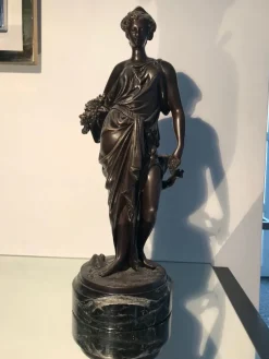 Pamono Bronze Statue with Black Marble Base by Auguste Moreau, 19th Century> Sculpture