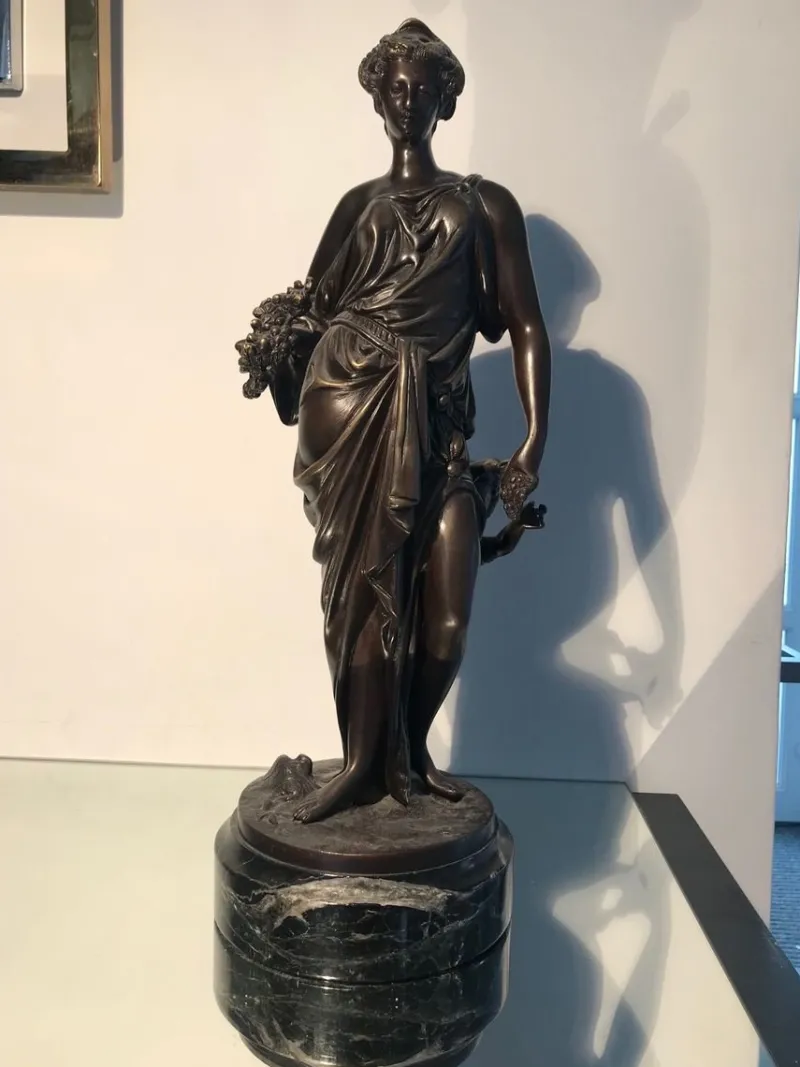Pamono Bronze Statue with Black Marble Base by Auguste Moreau, 19th Century> Sculpture