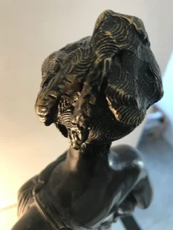 Pamono Bronze Statue with Black Marble Base by Auguste Moreau, 19th Century> Sculpture