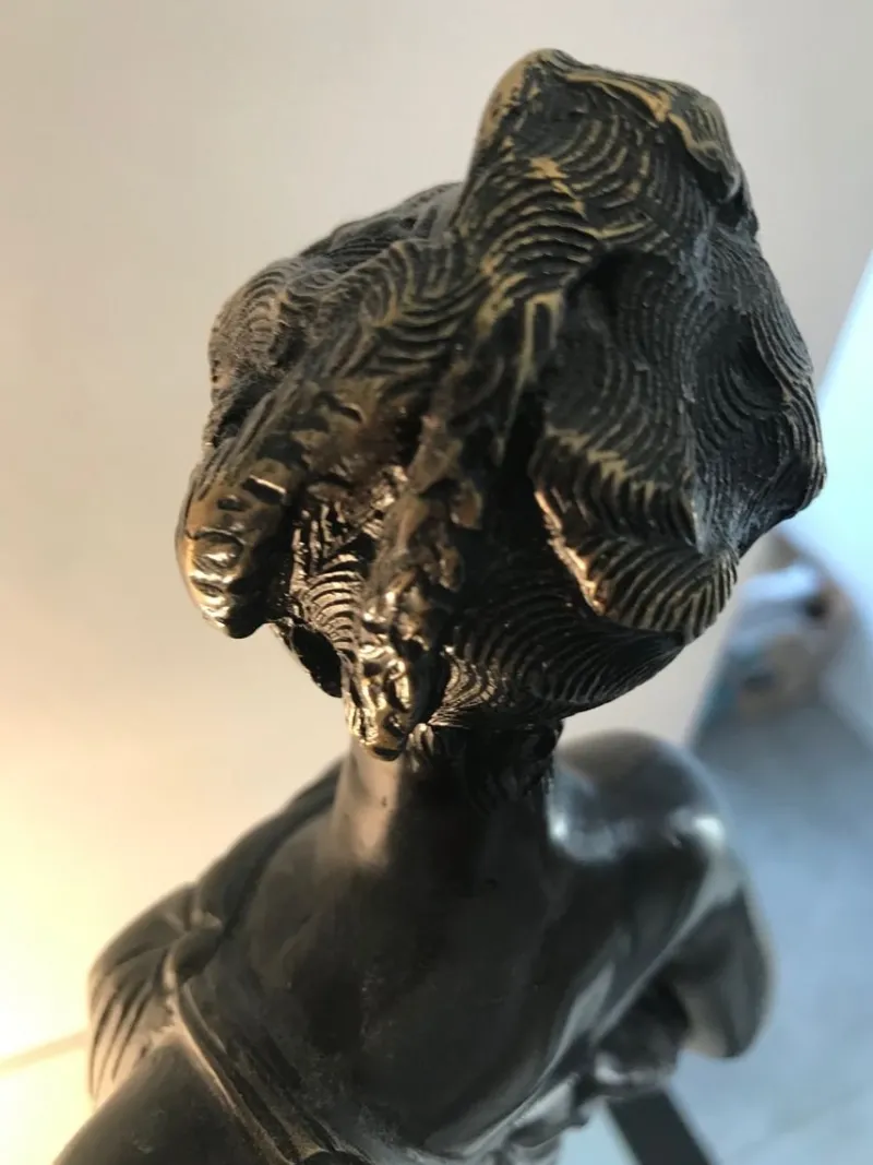 Pamono Bronze Statue with Black Marble Base by Auguste Moreau, 19th Century> Sculpture