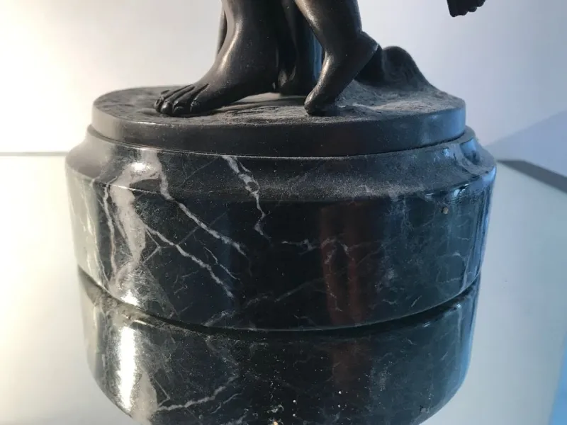 Pamono Bronze Statue with Black Marble Base by Auguste Moreau, 19th Century> Sculpture