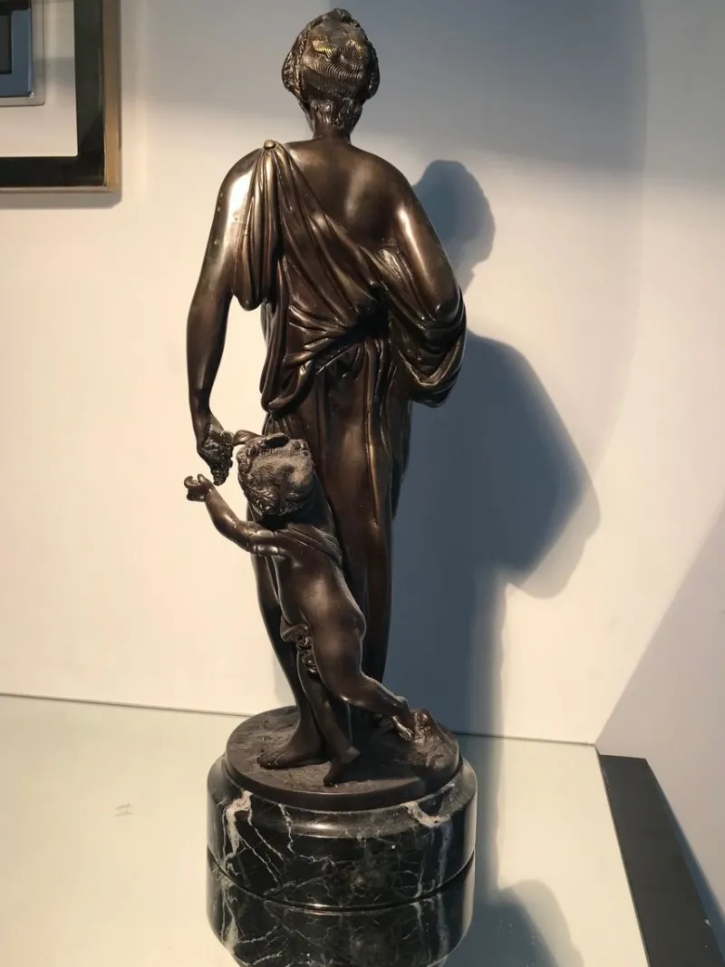 Pamono Bronze Statue with Black Marble Base by Auguste Moreau, 19th Century> Sculpture