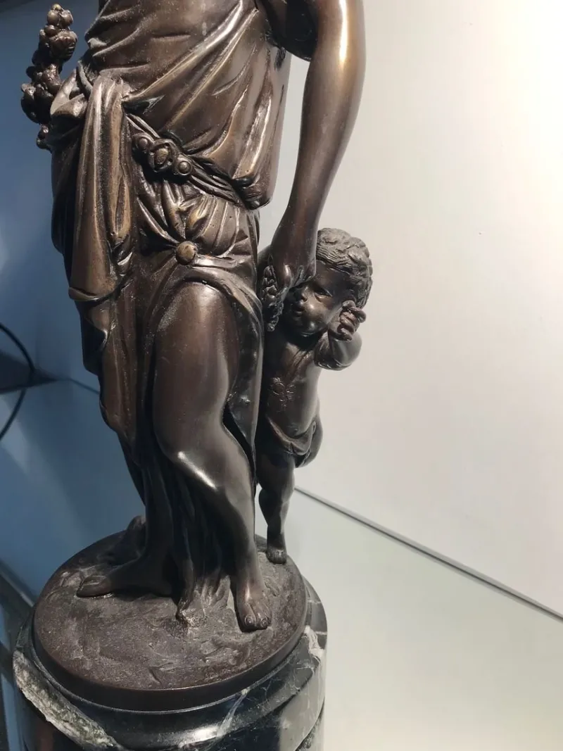 Pamono Bronze Statue with Black Marble Base by Auguste Moreau, 19th Century> Sculpture