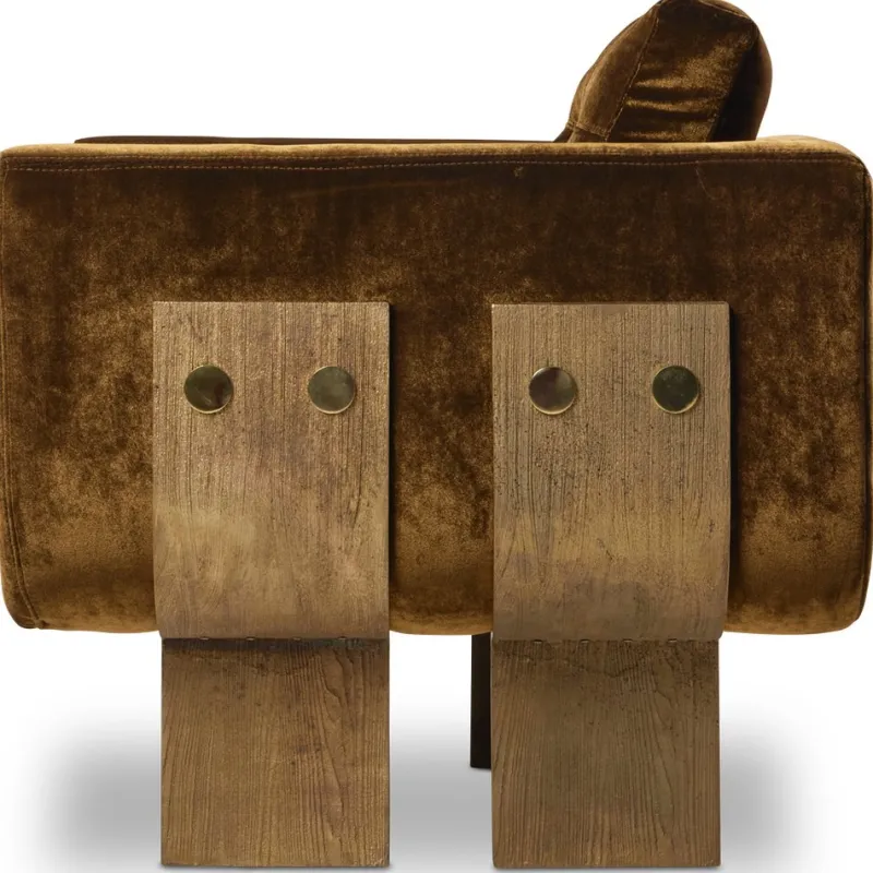 Sale Pamono Bronze Velvet Primal Statement Lounge Chair with Cast Brass Legs by Egg Designs
