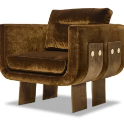 Sale Pamono Bronze Velvet Primal Statement Lounge Chair with Cast Brass Legs by Egg Designs