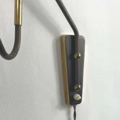 Pamono Bronzed Brass Articulating and Extendable Wall Light attributed to Cosack, 1950s><noscript><img width=