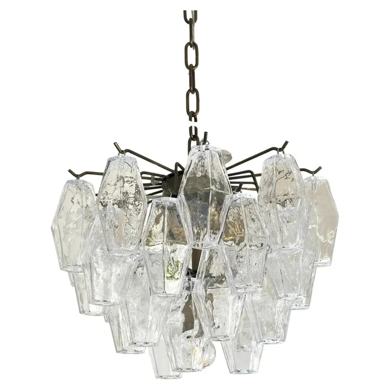 Pamono Bronzed Chandelier with Poliedri Murano Glass by Simoeng> Ceiling Lights