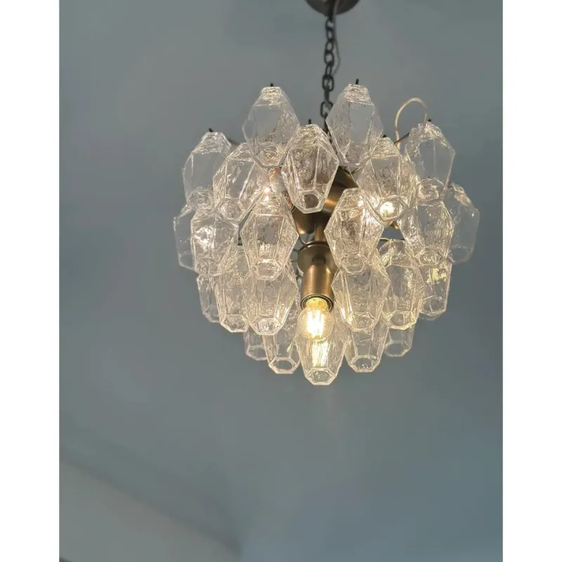 Pamono Bronzed Chandelier with Poliedri Murano Glass by Simoeng> Ceiling Lights