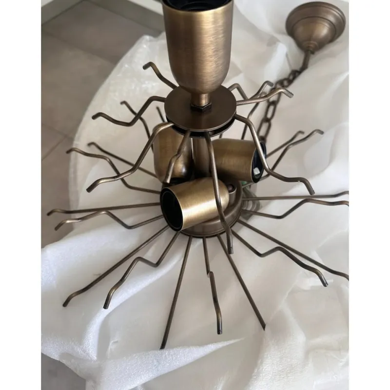 Pamono Bronzed Chandelier with Poliedri Murano Glass by Simoeng> Ceiling Lights