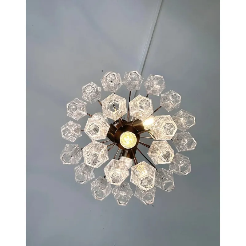 Pamono Bronzed Chandelier with Poliedri Murano Glass by Simoeng> Ceiling Lights