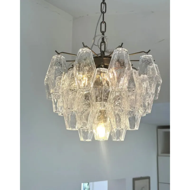 Pamono Bronzed Chandelier with Poliedri Murano Glass by Simoeng> Ceiling Lights