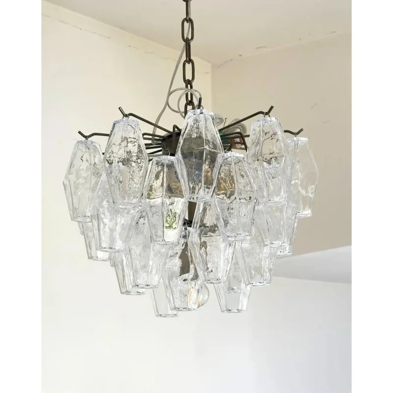 Pamono Bronzed Chandelier with Poliedri Murano Glass by Simoeng> Ceiling Lights