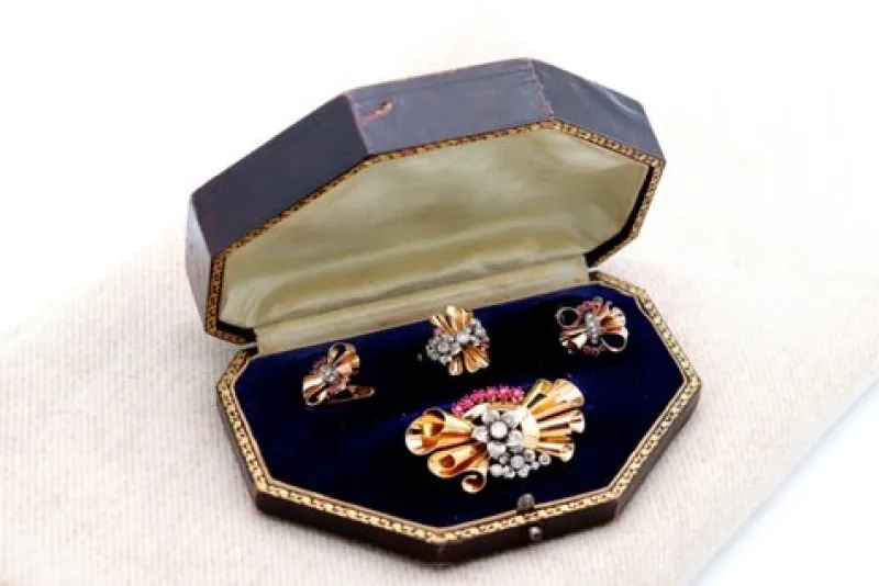 Pamono Brooch and Earrings and Ring, Set of 4> Earrings