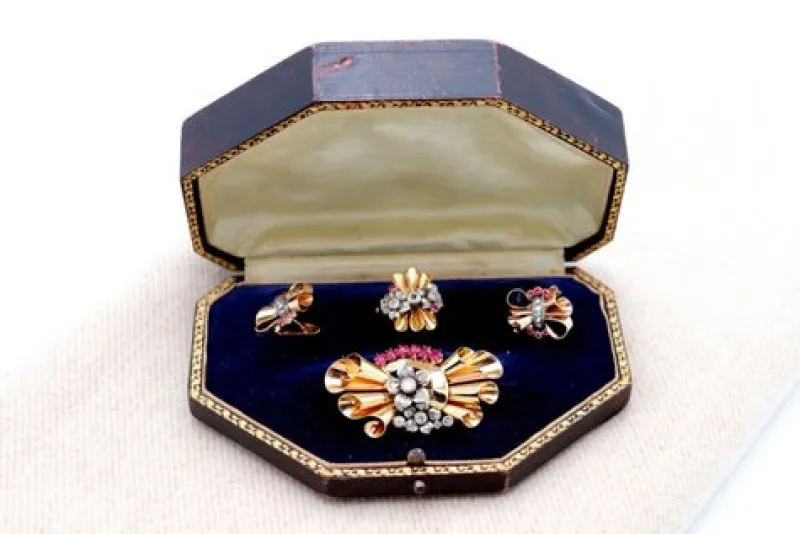 Pamono Brooch and Earrings and Ring, Set of 4> Earrings
