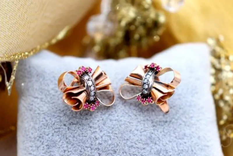 Pamono Brooch and Earrings and Ring, Set of 4> Earrings