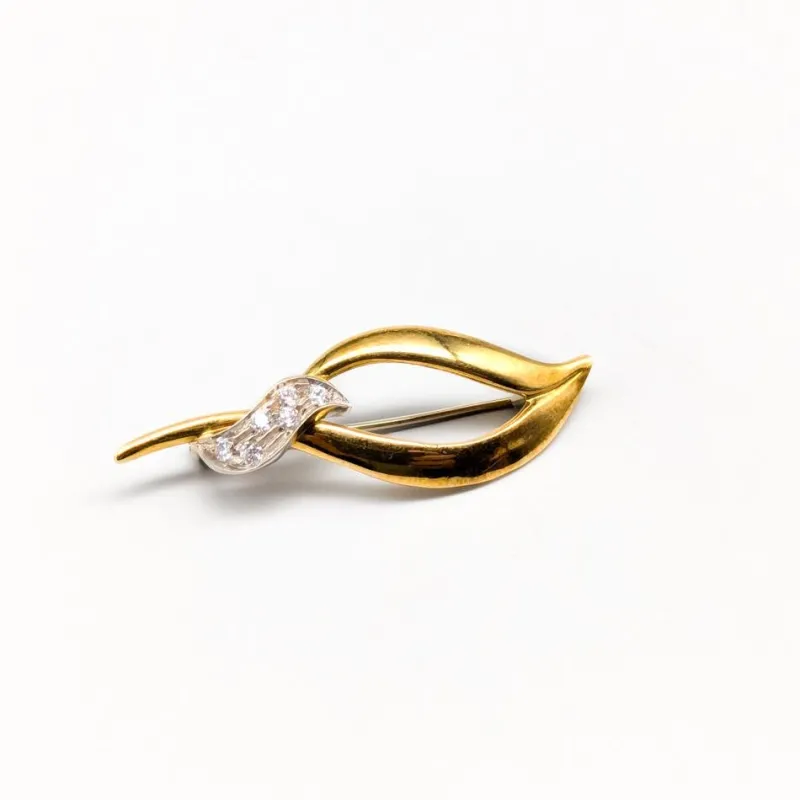 Pamono Brooch in Gold with White Stones> Brooches