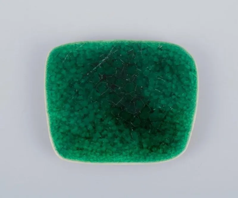 Pamono Brooches in Glazed Stoneware in Blue and Green Shades from Ole Bjørn Krüger, 1960s, Set of 7