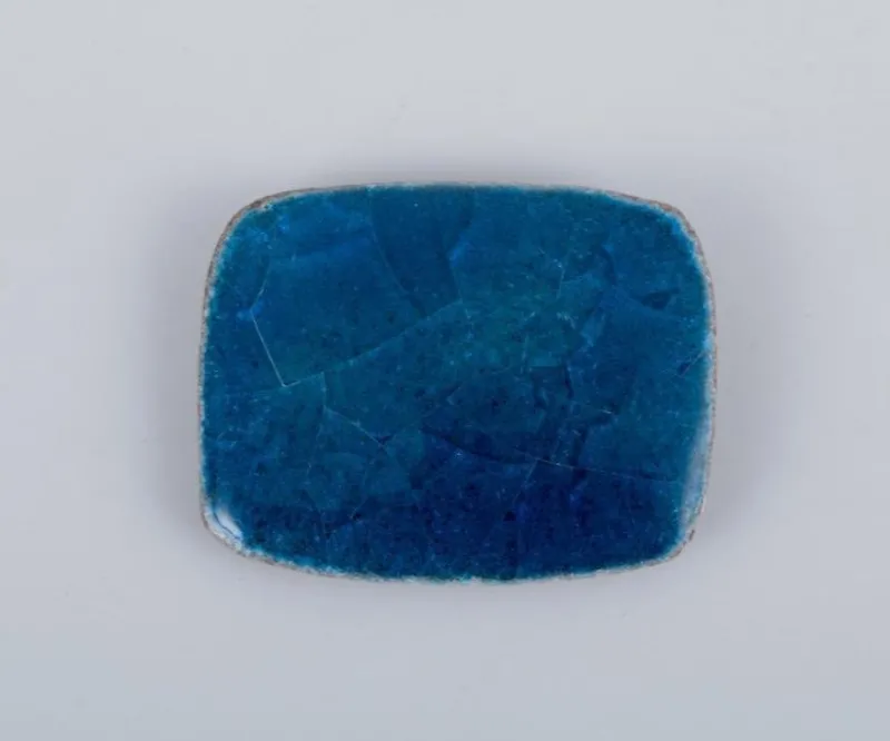 Pamono Brooches in Glazed Stoneware in Blue and Green Shades from Ole Bjørn Krüger, 1960s, Set of 7