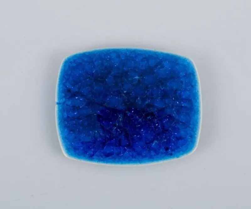 Pamono Brooches in Glazed Stoneware in Blue and Green Shades from Ole Bjørn Krüger, 1960s, Set of 7