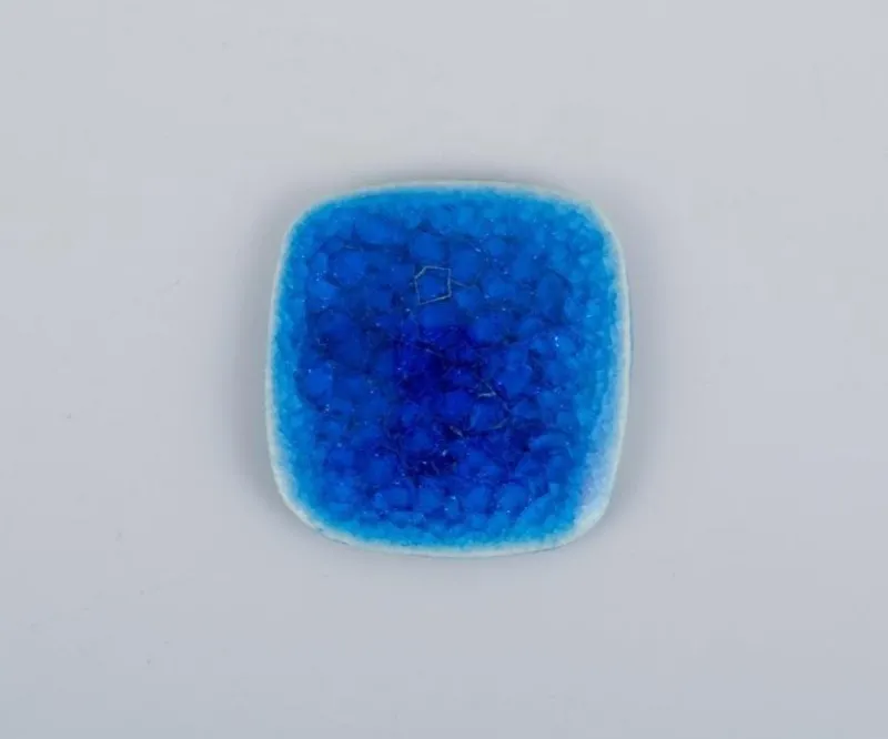 Pamono Brooches in Glazed Stoneware in Blue and Green Shades from Ole Bjørn Krüger, 1960s, Set of 7