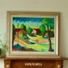 Pamono Bror Göransson, Neighbourhood, 1960s, Oil on Canvas, Framed> Mid-Century