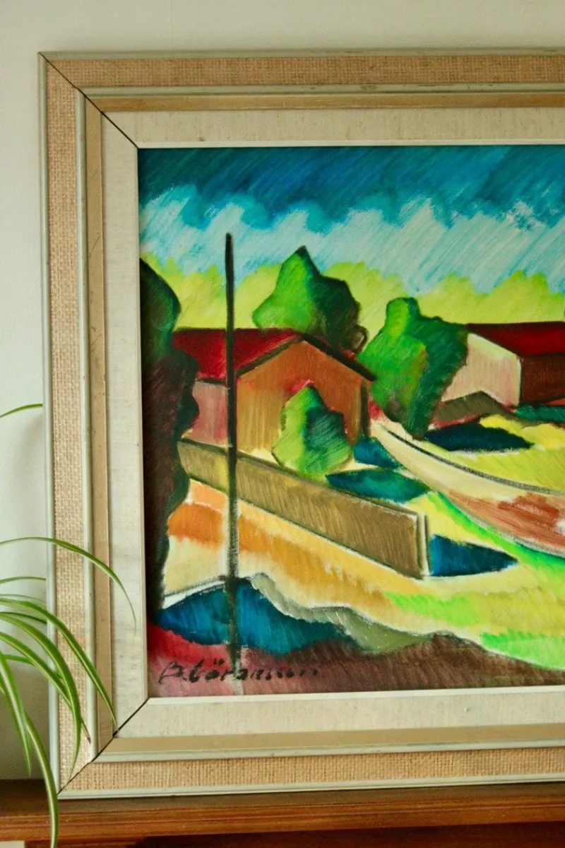 Pamono Bror Göransson, Neighbourhood, 1960s, Oil on Canvas, Framed> Mid-Century