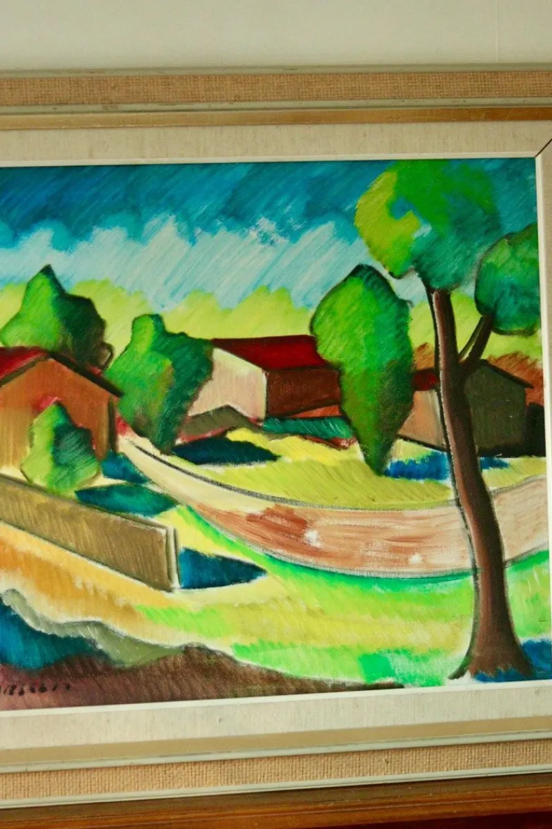 Pamono Bror Göransson, Neighbourhood, 1960s, Oil on Canvas, Framed> Mid-Century