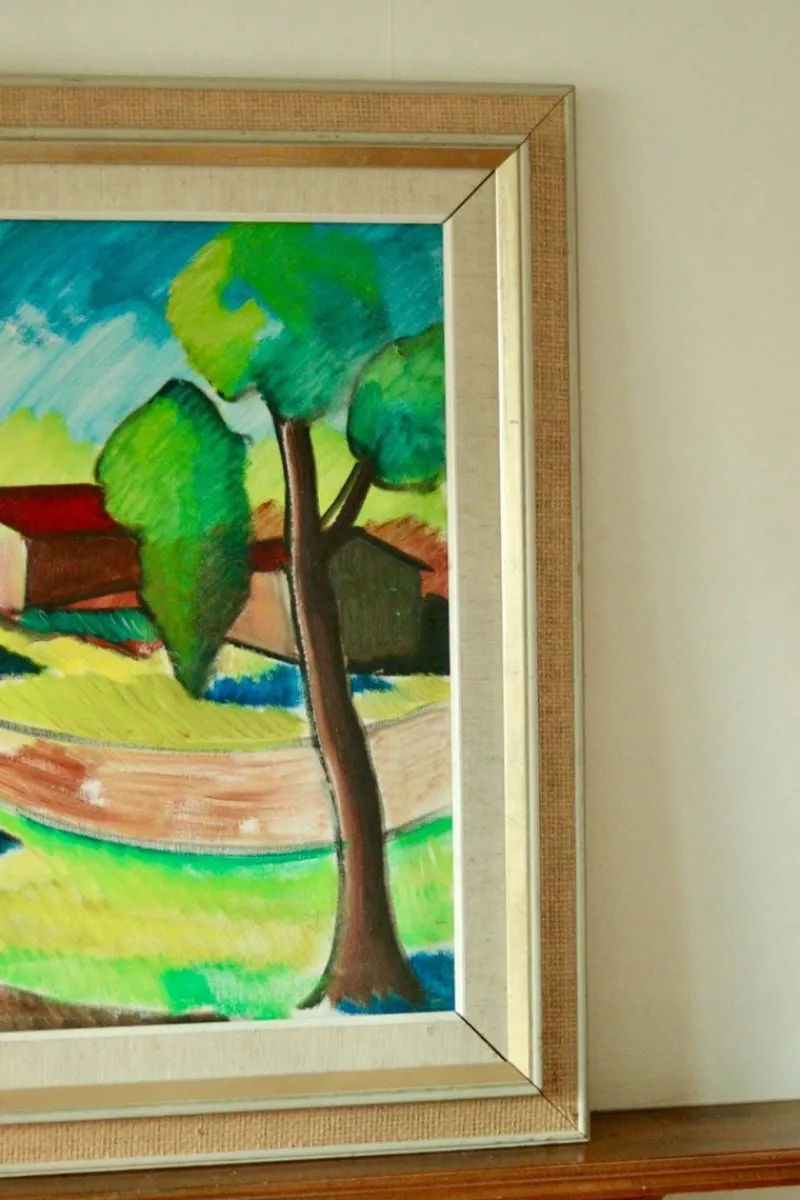 Pamono Bror Göransson, Neighbourhood, 1960s, Oil on Canvas, Framed> Mid-Century